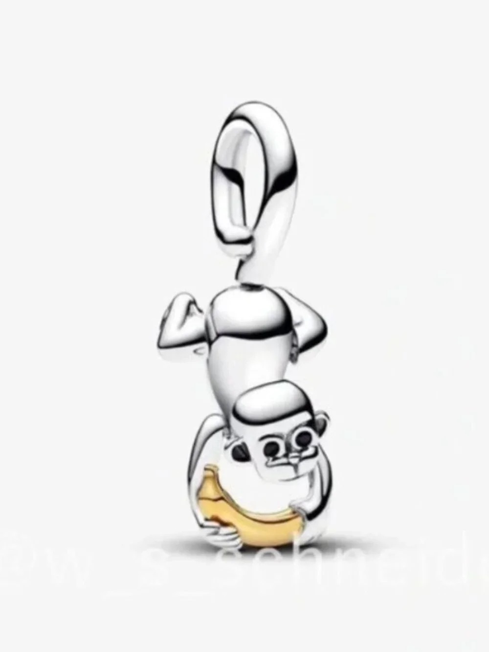 Pandora Silver Monkey Charm with Gold Banana Accent